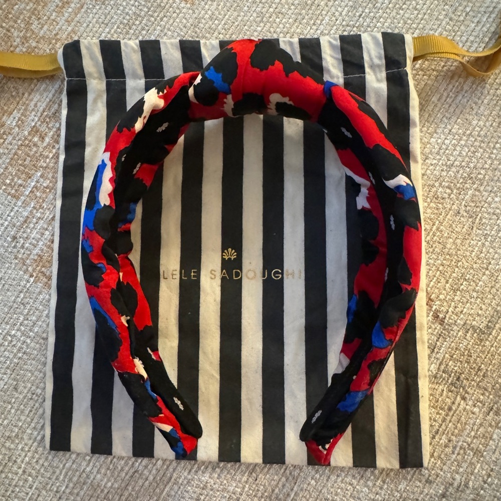 Lele Sadoughi Red/White/Blue Leopard Knotted Headband